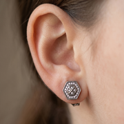 Luxury 925 Sterling Silver Sparkling Round Shape Stud Earrings